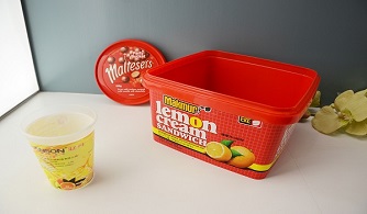  M&M envase de plástico para caramelos etiquetado en molde 